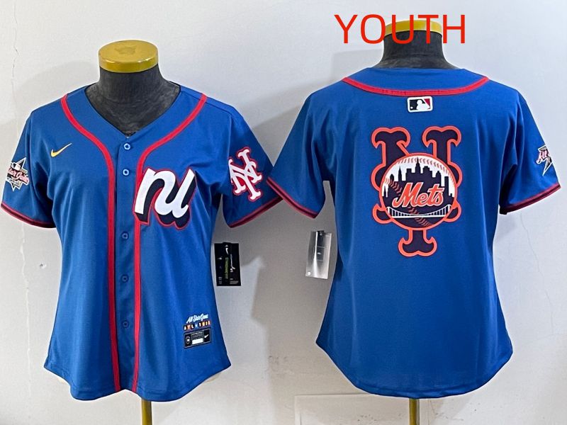 Youth 2025 New York Mets Blank Blue All star Nike MLB Jersey style 04